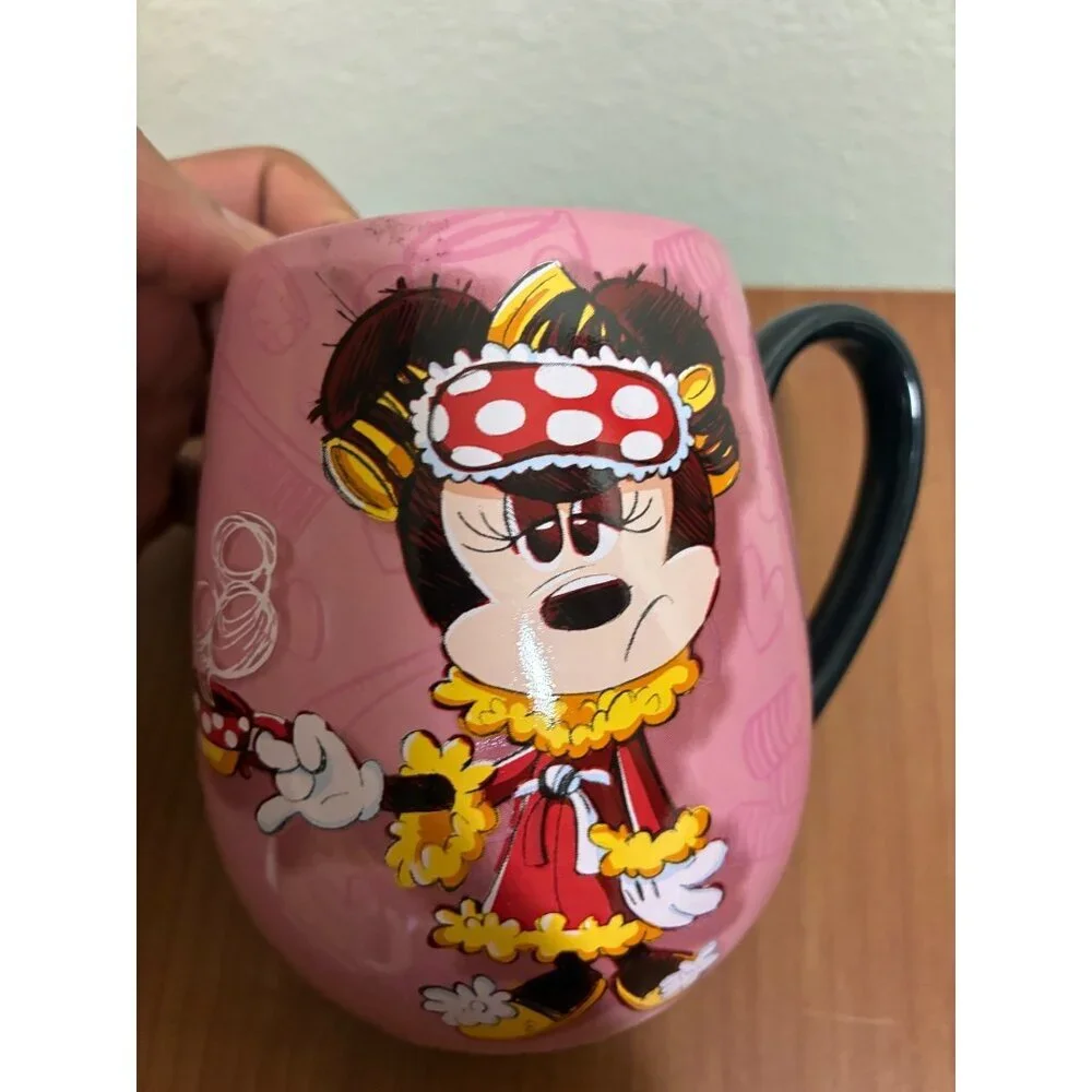 Disney Minnie Mouse Grumpy Morning Only Awake For Coffee Mug Pink